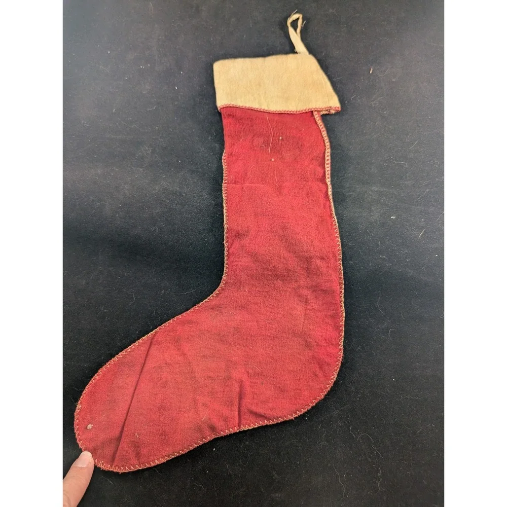 Vintage Jingle Bells Red Felt Christmas Stocking‎ Sleigh Burt Personalized 15